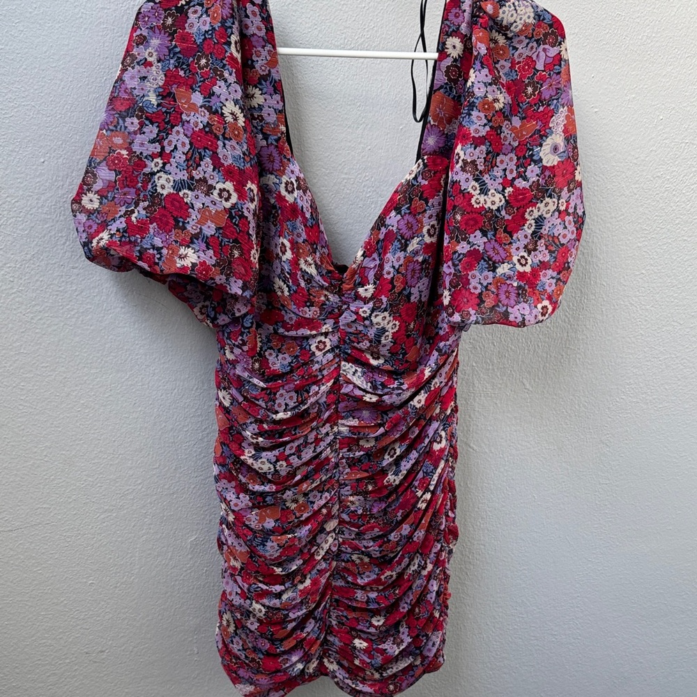 Zara Red and Purple Floral Dress